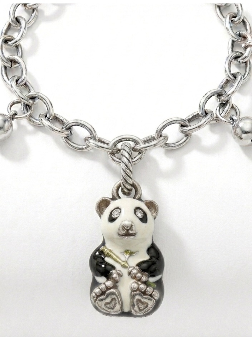 Retired Brighton Panda Bear Charm Silver Black Enamel Vintage Rare